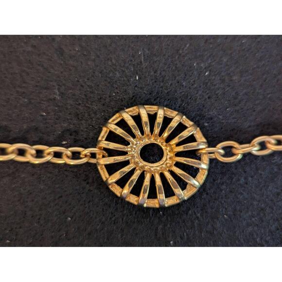 Vintage Necklace Womens 17 Inch Gold Tone Circle Hook Closure Statement Elegant - Picture 6 of 11